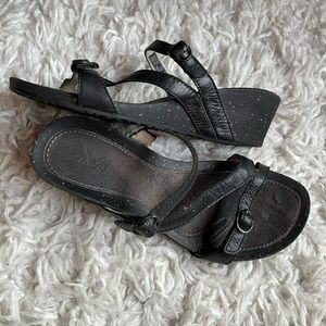 Teva Black leather wedge sandals‎